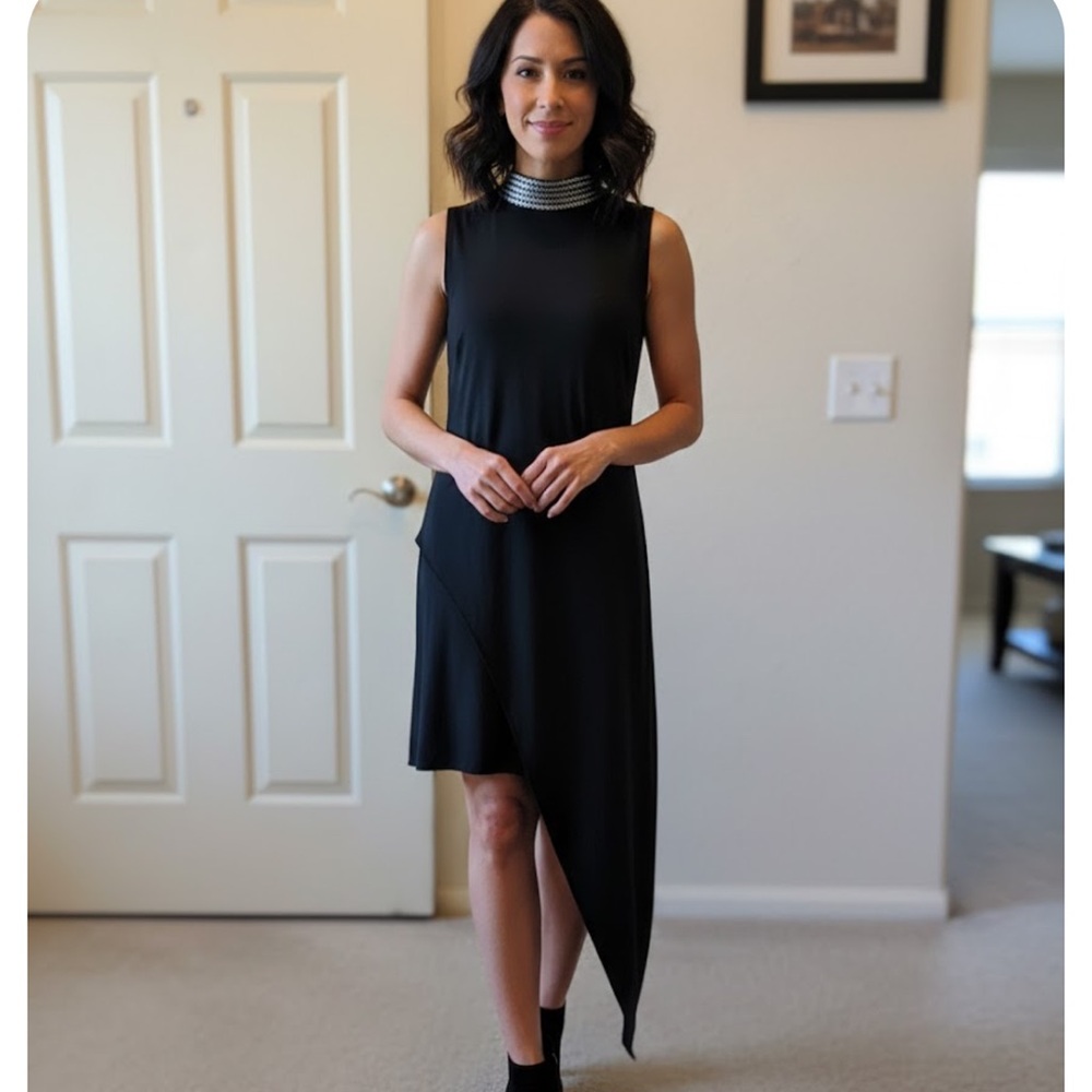 Chic Asymmetrical Black Dress